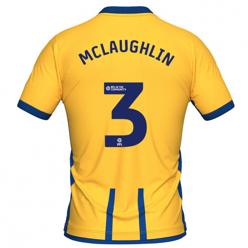 Danxen Børn Stephen Mclaughlin #3 Gul Blå Hjemmebane Spillertrøjer 2025/26 Trøje T-Shirt