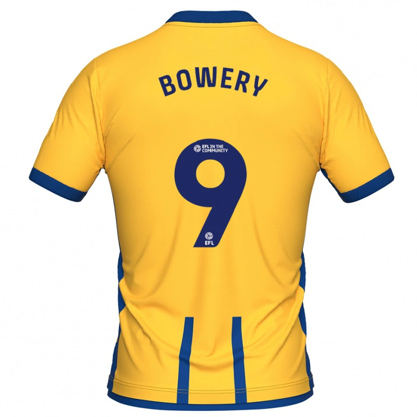 Danxen Børn Jordan Bowery #9 Gul Blå Hjemmebane Spillertrøjer 2025/26 Trøje T-Shirt