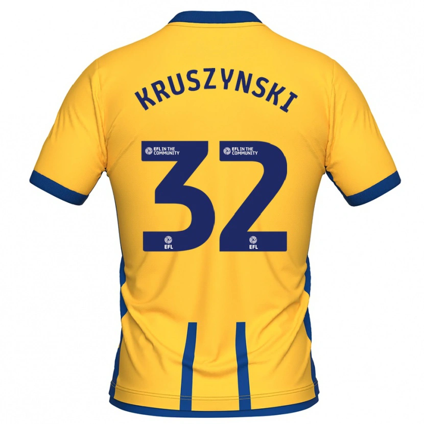 Danxen Børn Jakub Kruszynski #32 Gul Blå Hjemmebane Spillertrøjer 2025/26 Trøje T-Shirt