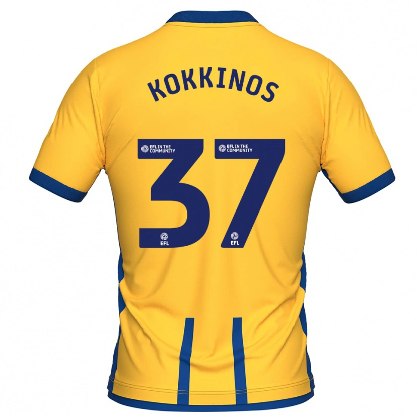 Danxen Børn Ronnie Kokkinos #37 Gul Blå Hjemmebane Spillertrøjer 2025/26 Trøje T-Shirt