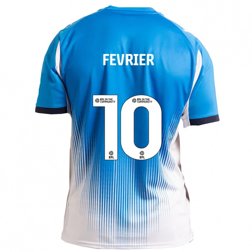 Danxen Børn Jayden Fevrier #10 Blå Hvid Hjemmebane Spillertrøjer 2025/26 Trøje T-Shirt