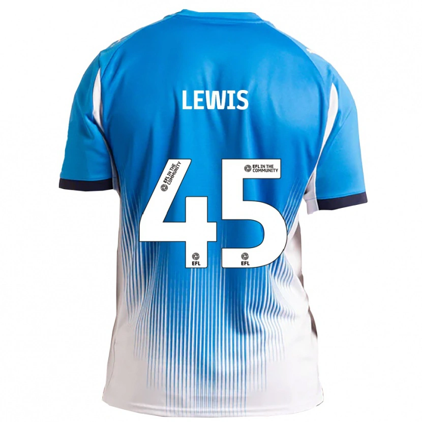 Danxen Børn Jake Lewis #45 Blå Hvid Hjemmebane Spillertrøjer 2025/26 Trøje T-Shirt