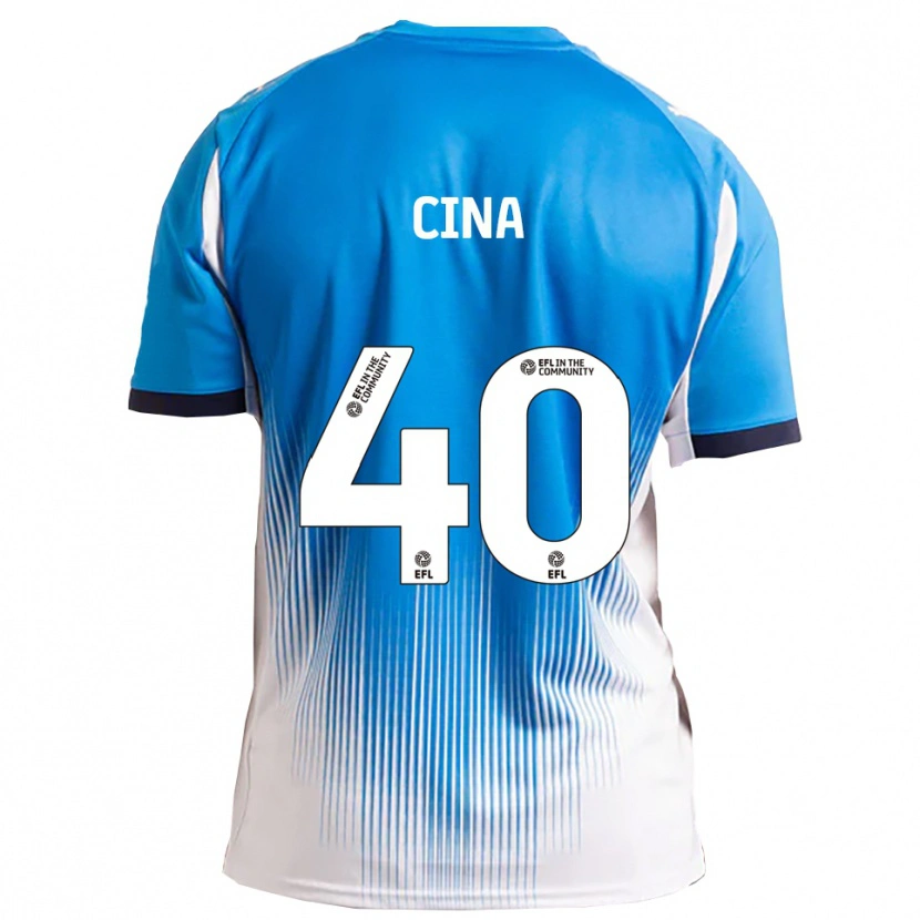 Danxen Børn Bruno Cina #40 Blå Hvid Hjemmebane Spillertrøjer 2025/26 Trøje T-Shirt