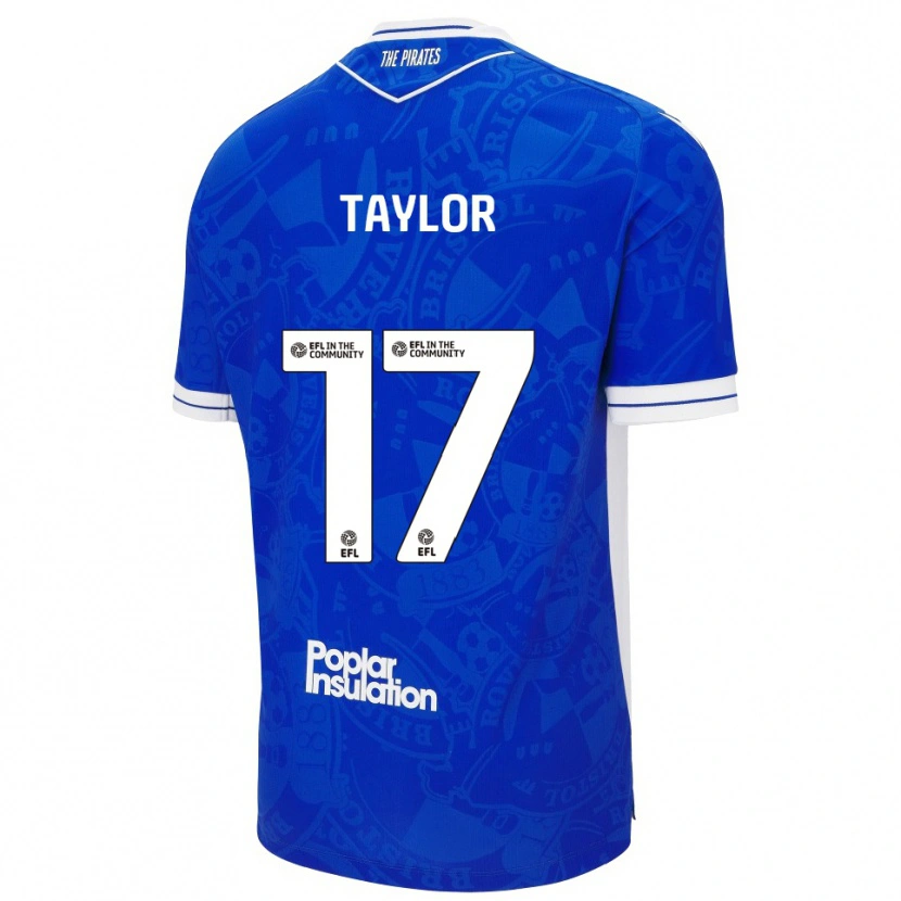 Danxen Børn Connor Taylor #17 Blå Hvid Hjemmebane Spillertrøjer 2025/26 Trøje T-Shirt