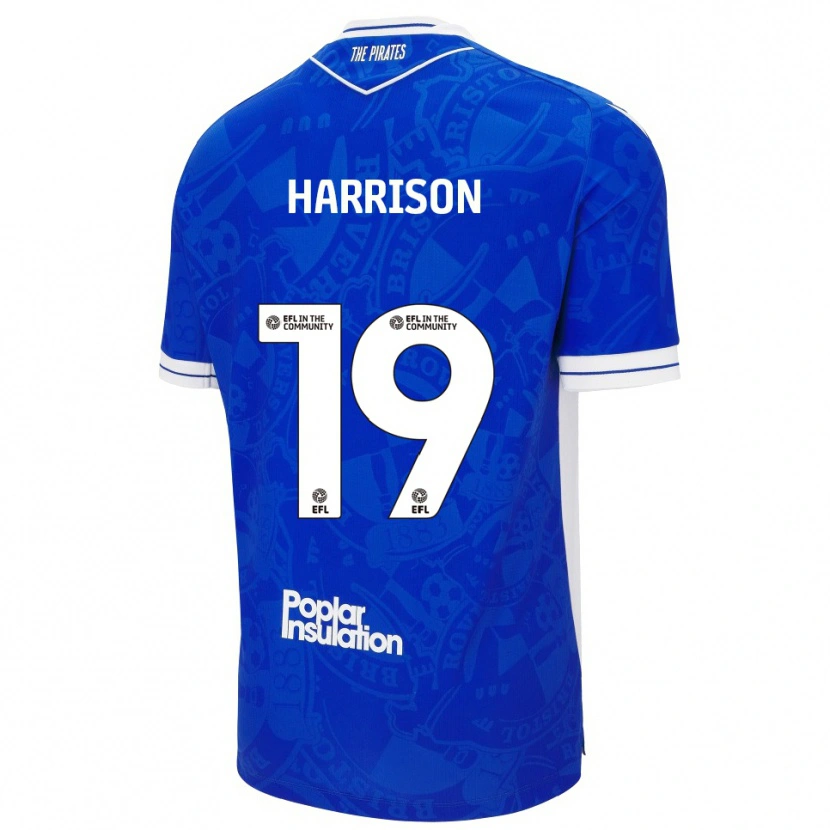 Danxen Børn Ellis Harrison #19 Blå Hvid Hjemmebane Spillertrøjer 2025/26 Trøje T-Shirt