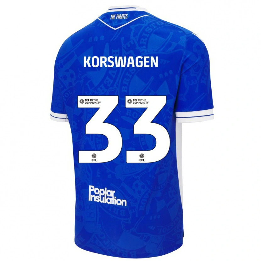 Danxen Børn Mattijis Korswagen #33 Blå Hvid Hjemmebane Spillertrøjer 2025/26 Trøje T-Shirt