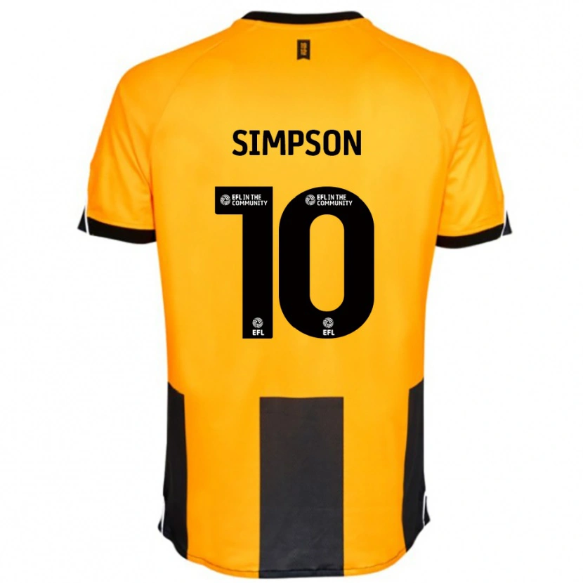 Danxen Børn Harley-Jean Simpson #10 Orange Sort Hjemmebane Spillertrøjer 2025/26 Trøje T-Shirt