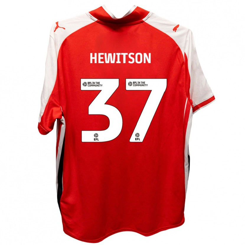 Danxen Børn Luke Hewitson #37 Rød Hvid Hjemmebane Spillertrøjer 2025/26 Trøje T-Shirt