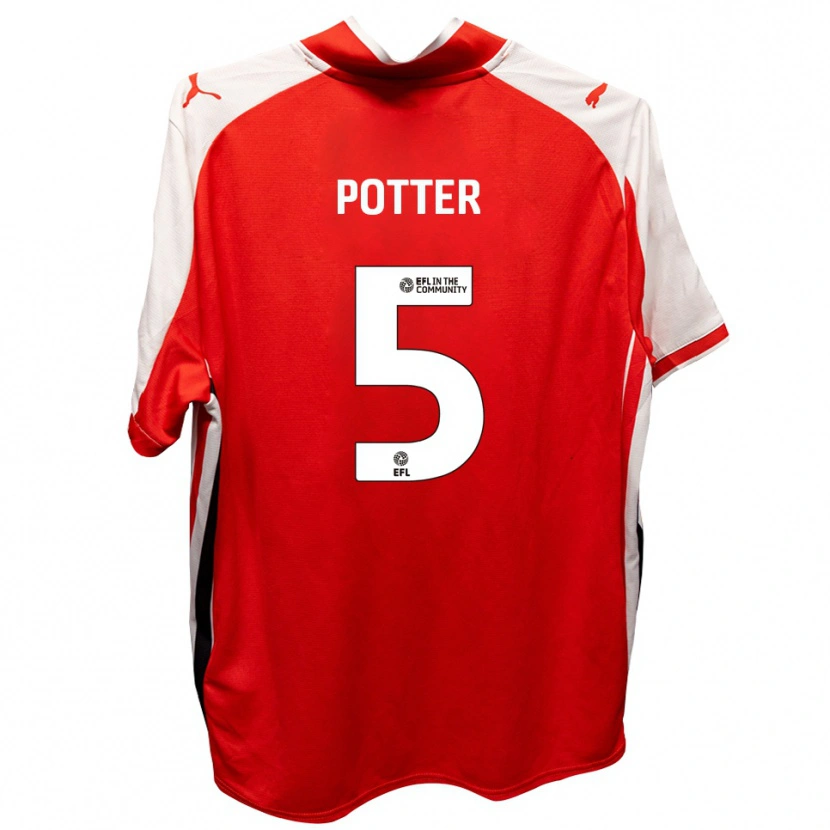 Danxen Børn Finley Potter #5 Rød Hvid Hjemmebane Spillertrøjer 2025/26 Trøje T-Shirt
