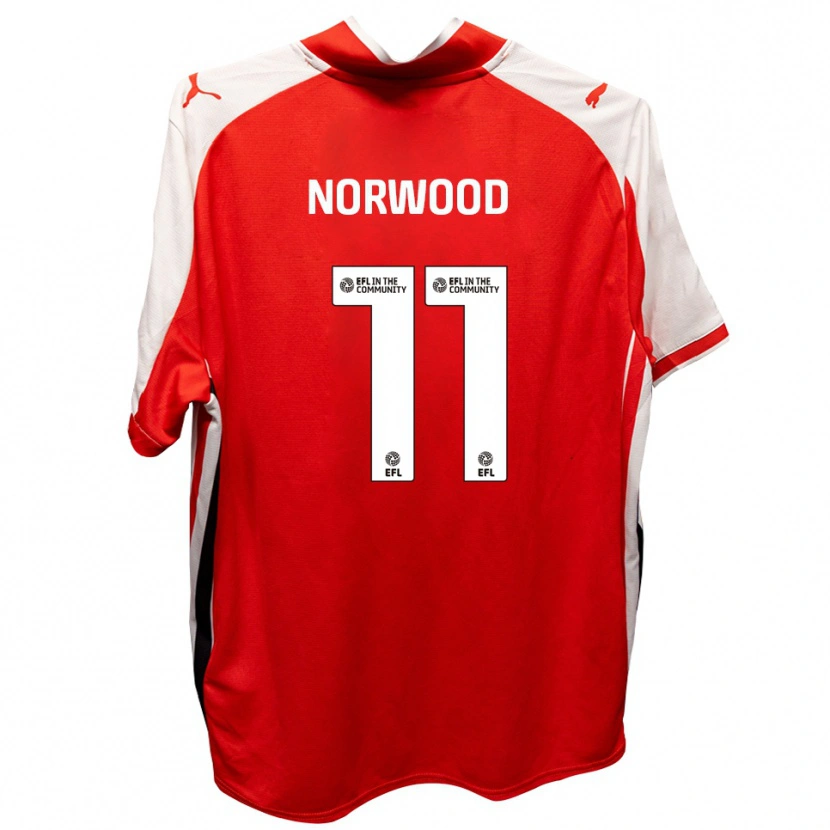 Danxen Børn James Norwood #11 Rød Hvid Hjemmebane Spillertrøjer 2025/26 Trøje T-Shirt