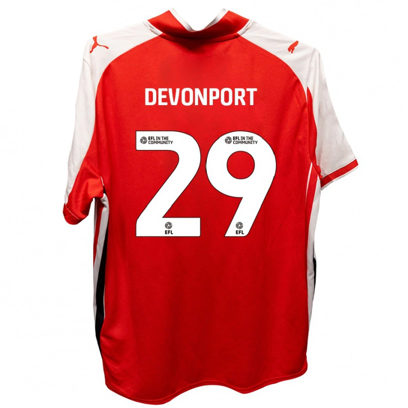 Danxen Børn Owen Devonport #29 Rød Hvid Hjemmebane Spillertrøjer 2025/26 Trøje T-Shirt