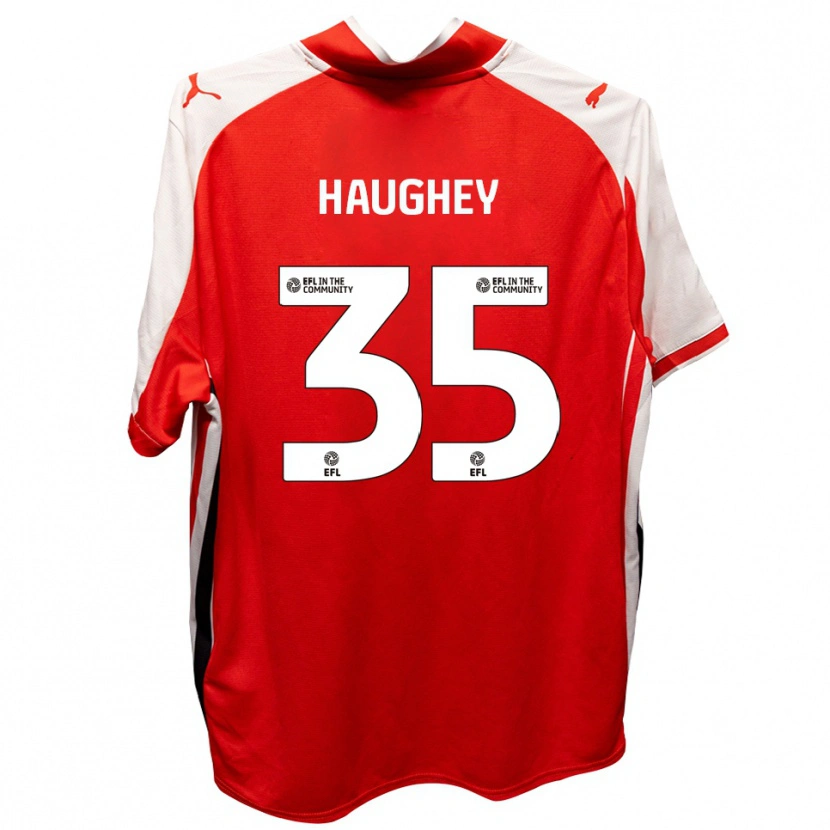 Danxen Børn Conor Haughey #35 Rød Hvid Hjemmebane Spillertrøjer 2025/26 Trøje T-Shirt