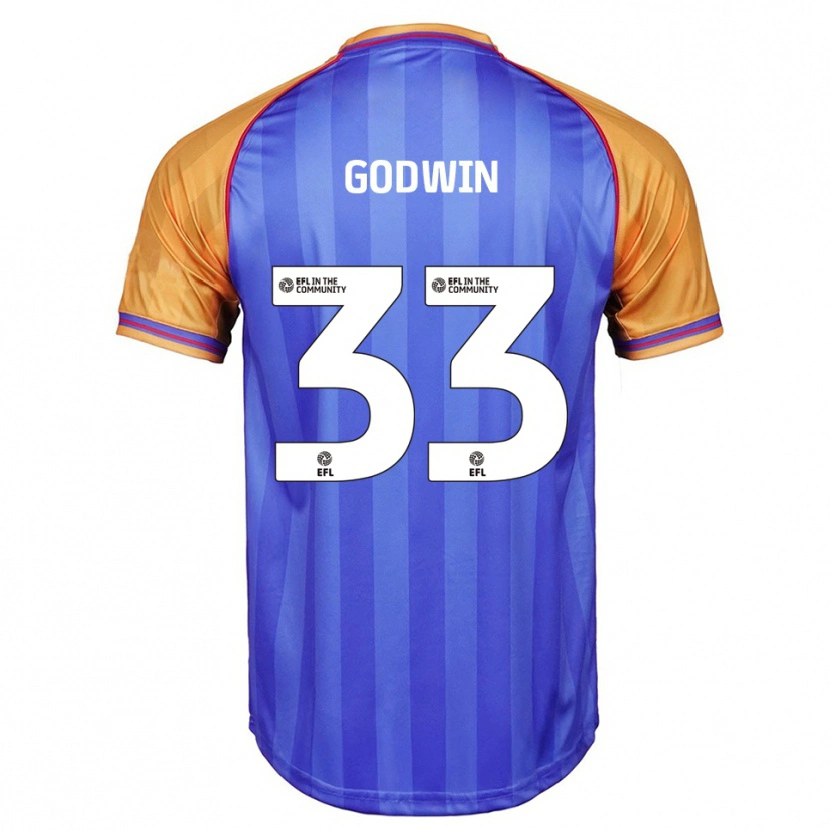 Danxen Børn Isaac Godwin #33 Blå Orange Hjemmebane Spillertrøjer 2025/26 Trøje T-Shirt