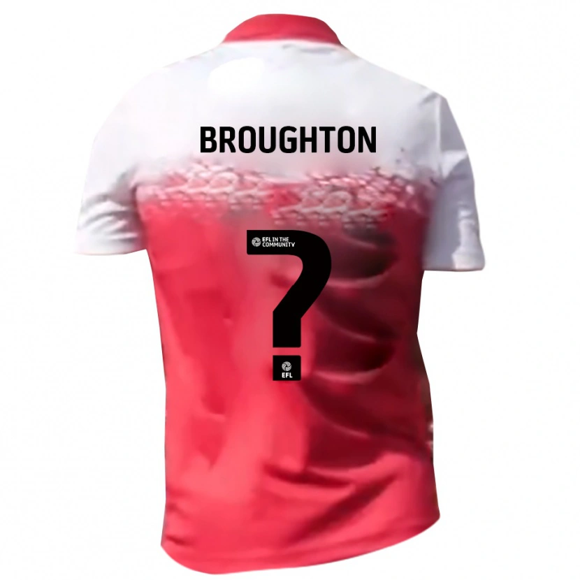 Danxen Børn Olly Broughton #0 Rød Hvid Hjemmebane Spillertrøjer 2025/26 Trøje T-Shirt