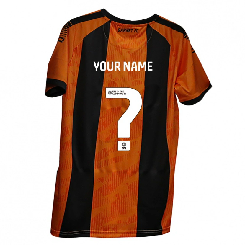Danxen Børn Dit Navn #0 Orange Sort Hjemmebane Spillertrøjer 2025/26 Trøje T-Shirt