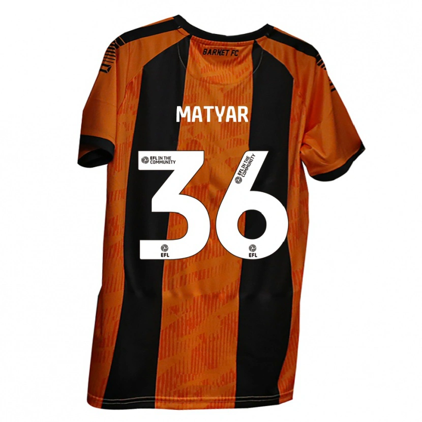 Danxen Børn Rohat Matyar #36 Orange Sort Hjemmebane Spillertrøjer 2025/26 Trøje T-Shirt