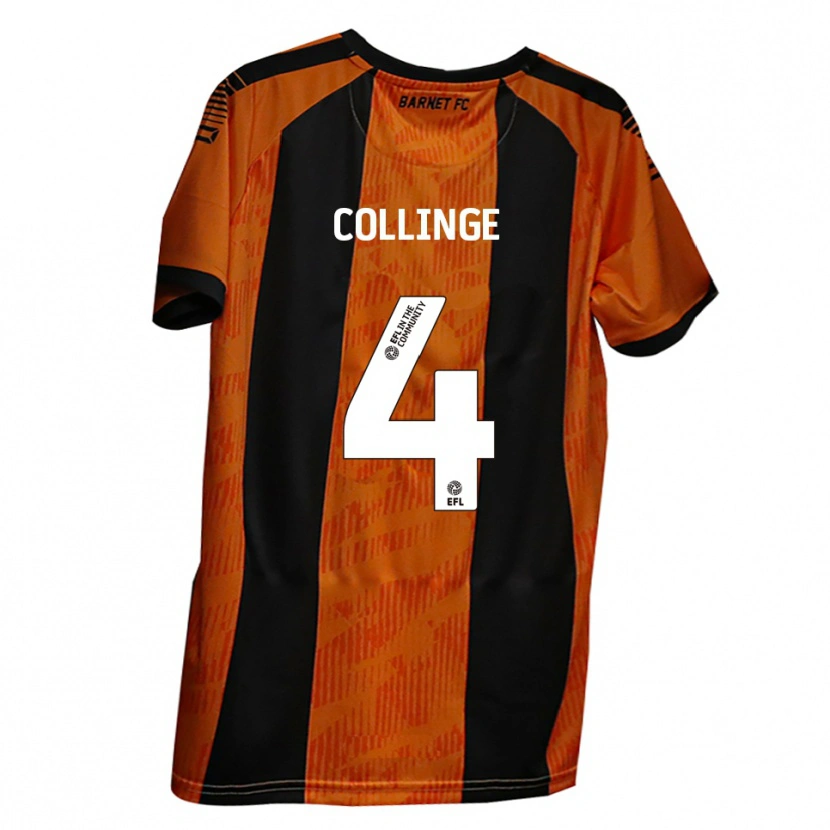 Danxen Børn Danny Collinge #4 Orange Sort Hjemmebane Spillertrøjer 2025/26 Trøje T-Shirt