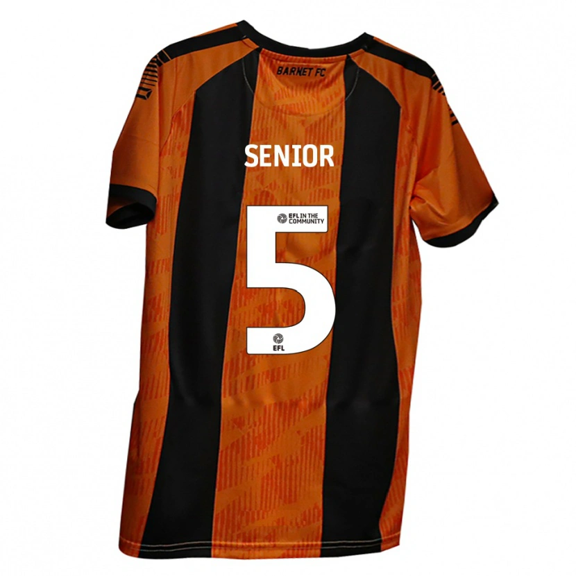 Danxen Børn Adam Senior #5 Orange Sort Hjemmebane Spillertrøjer 2025/26 Trøje T-Shirt