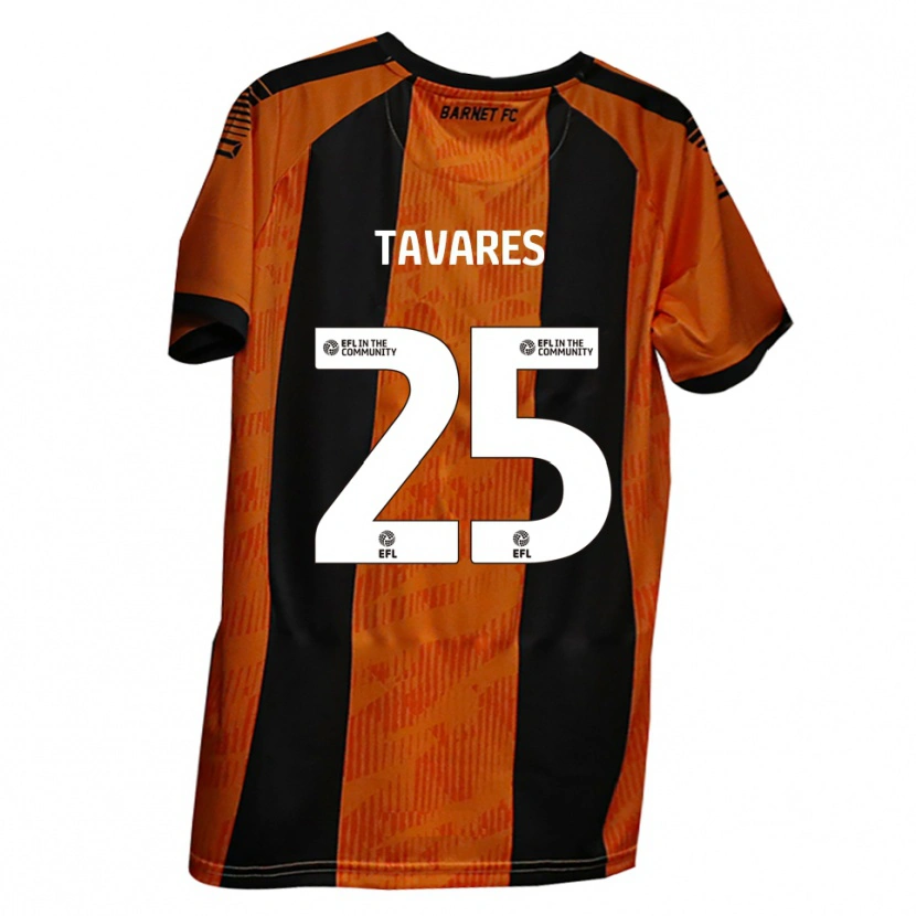 Danxen Børn Nikola Tavares #25 Orange Sort Hjemmebane Spillertrøjer 2025/26 Trøje T-Shirt