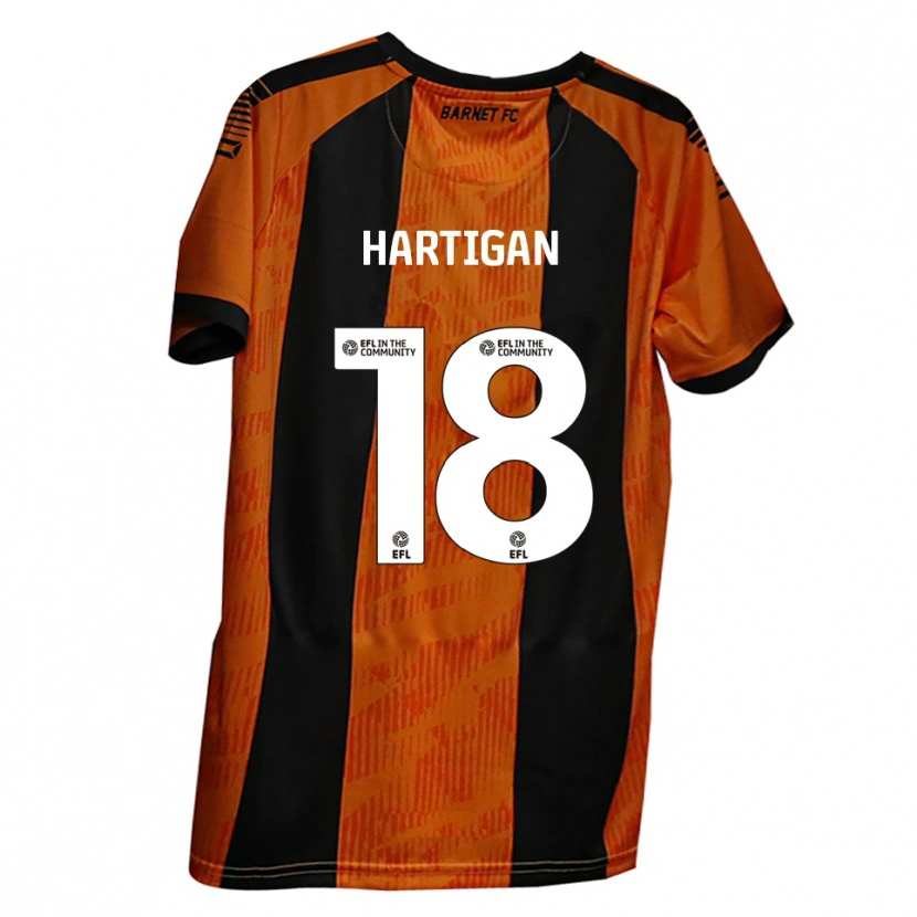 Danxen Børn Anthony Hartigan #18 Orange Sort Hjemmebane Spillertrøjer 2025/26 Trøje T-Shirt