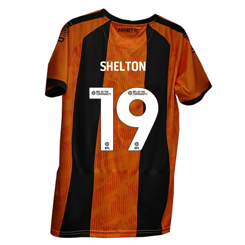 Danxen Børn Mark Shelton #19 Orange Sort Hjemmebane Spillertrøjer 2025/26 Trøje T-Shirt