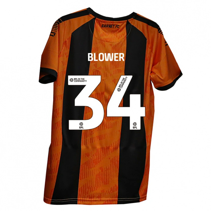 Danxen Børn Jack Blower #34 Orange Sort Hjemmebane Spillertrøjer 2025/26 Trøje T-Shirt