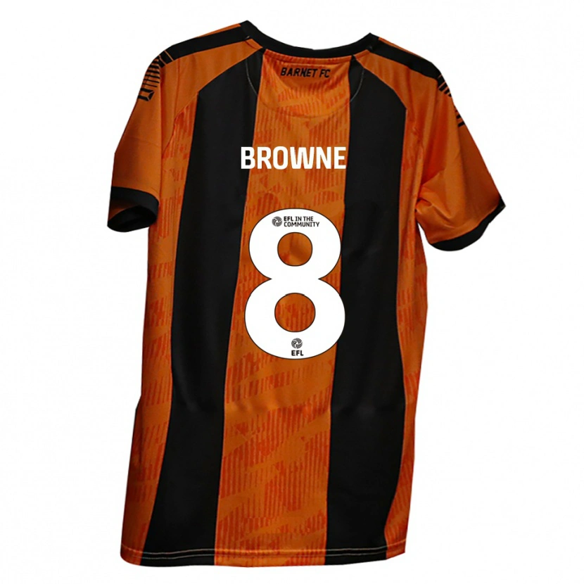 Danxen Børn Rhys Browne #8 Orange Sort Hjemmebane Spillertrøjer 2025/26 Trøje T-Shirt