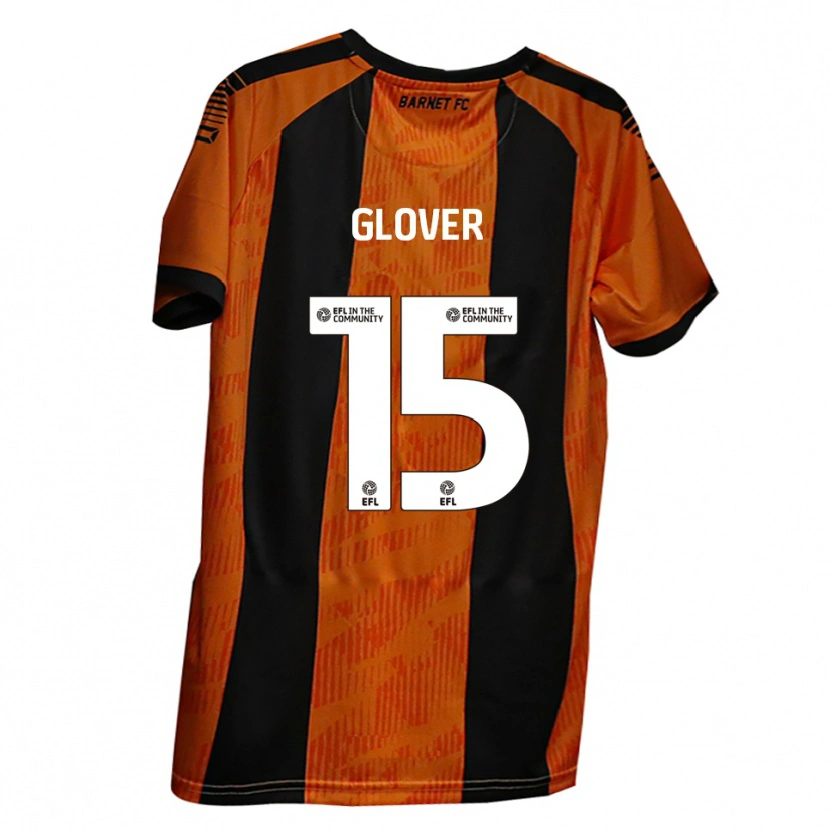 Danxen Børn Ryan Glover #15 Orange Sort Hjemmebane Spillertrøjer 2025/26 Trøje T-Shirt