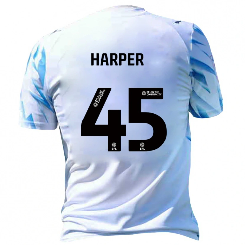 Danxen Børn Rekeem Harper #45 Hvid Lyseblå Hjemmebane Spillertrøjer 2025/26 Trøje T-Shirt