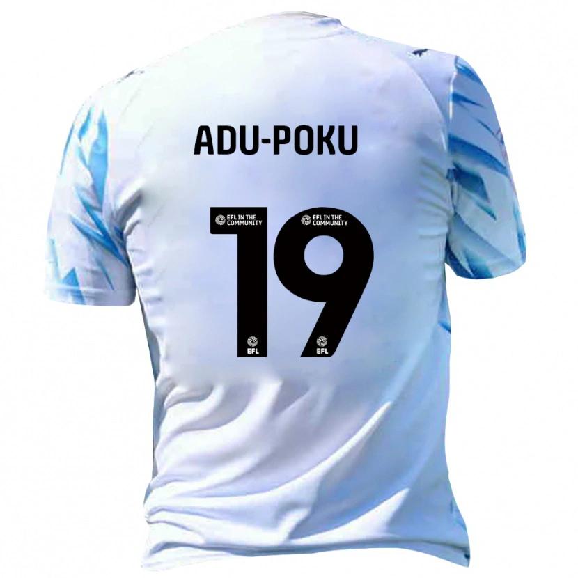 Danxen Børn Michael Adu-Poku #19 Hvid Lyseblå Hjemmebane Spillertrøjer 2025/26 Trøje T-Shirt