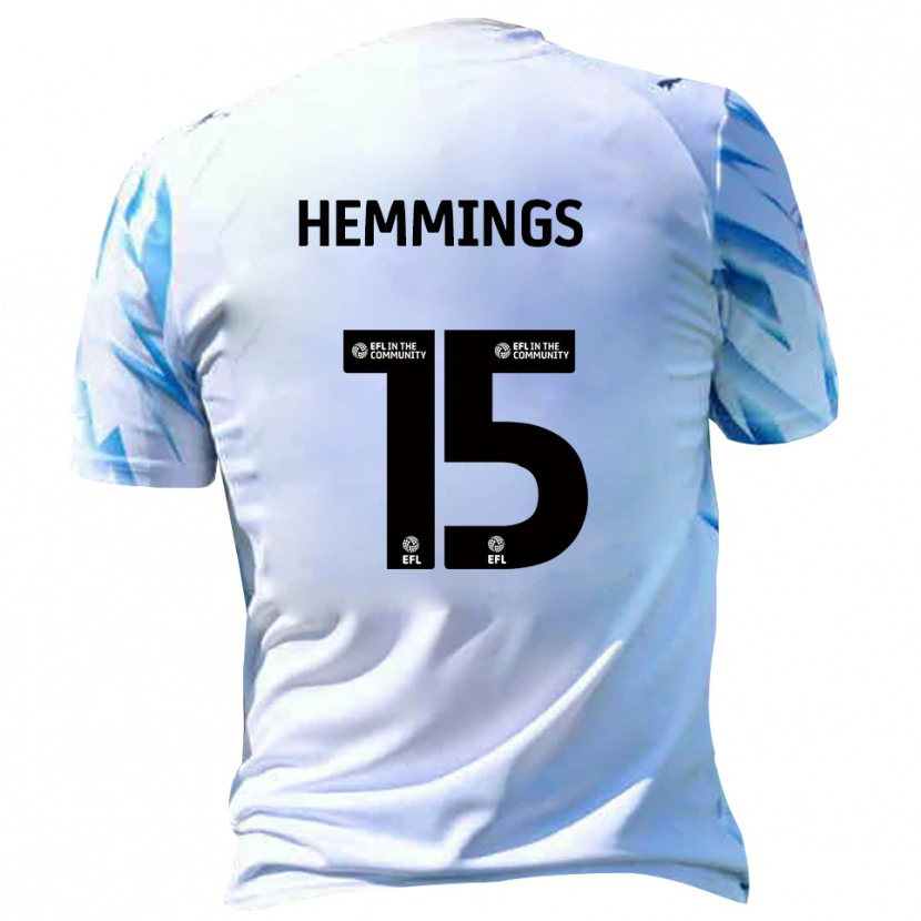 Danxen Børn Kane Hemmings #15 Hvid Lyseblå Hjemmebane Spillertrøjer 2025/26 Trøje T-Shirt