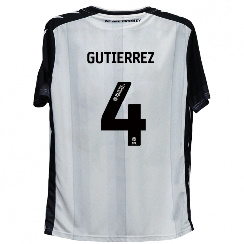 Danxen Børn William Gutierrez #4 Hvid Sort Hjemmebane Spillertrøjer 2025/26 Trøje T-Shirt