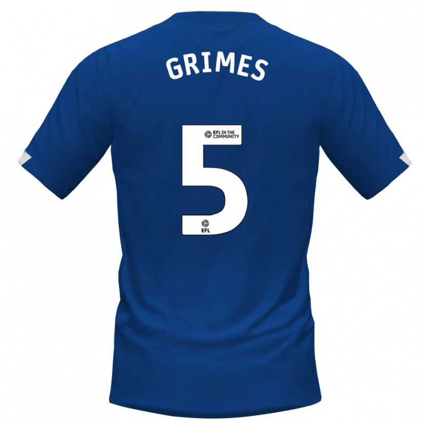 Danxen Børn Jamie Grimes #5 Blå Hvid Hjemmebane Spillertrøjer 2025/26 Trøje T-Shirt