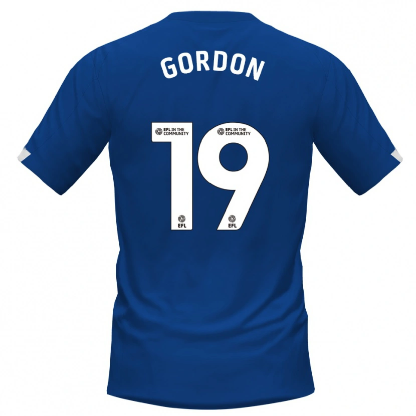 Danxen Børn Lewis Gordon #19 Blå Hvid Hjemmebane Spillertrøjer 2025/26 Trøje T-Shirt
