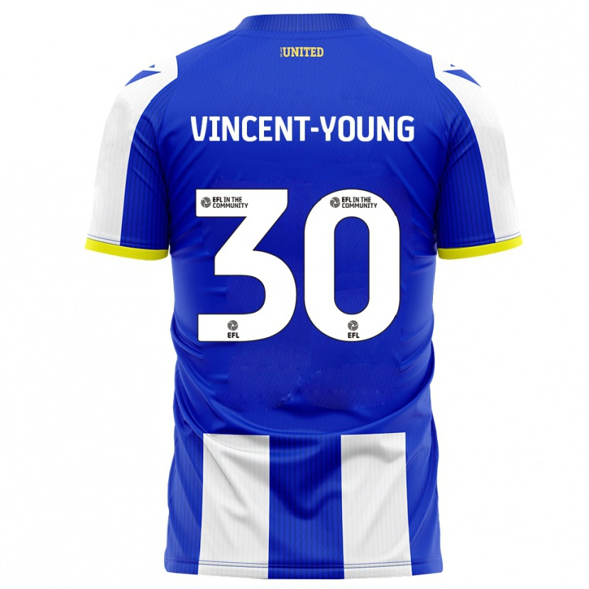 Danxen Børn Kane Vincent-Young #30 Blå Hvid Hjemmebane Spillertrøjer 2025/26 Trøje T-Shirt