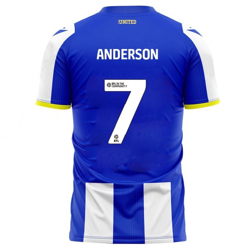 Danxen Børn Harry Anderson #7 Blå Hvid Hjemmebane Spillertrøjer 2025/26 Trøje T-Shirt