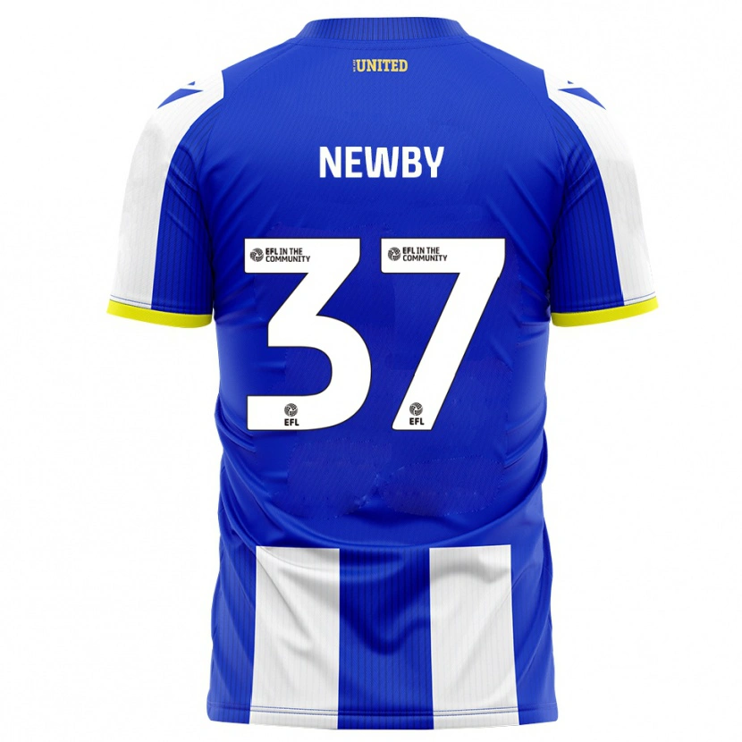 Danxen Børn Alfie Newby #37 Blå Hvid Hjemmebane Spillertrøjer 2025/26 Trøje T-Shirt