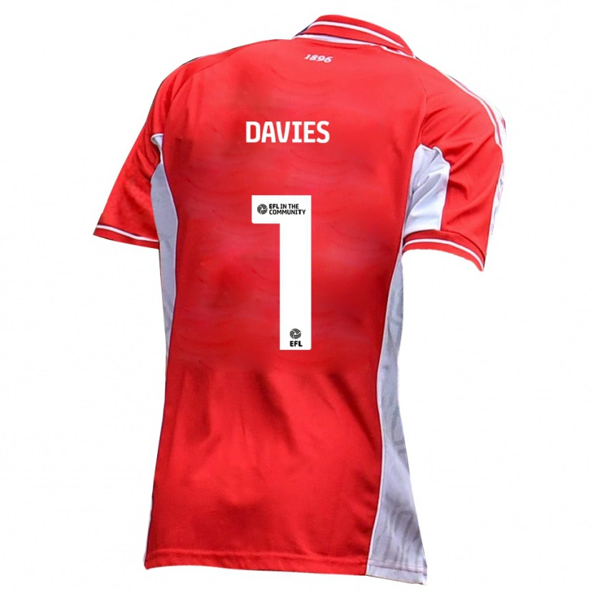 Danxen Børn Harvey Davies #1 Rød Hvid Hjemmebane Spillertrøjer 2025/26 Trøje T-Shirt