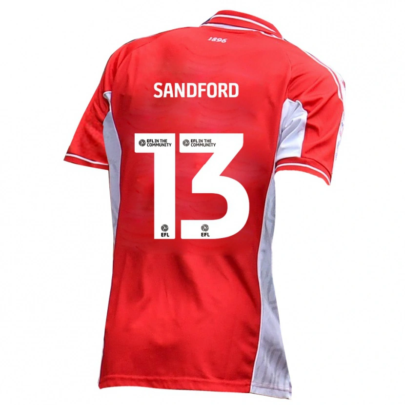 Danxen Børn Ryan Sandford #13 Rød Hvid Hjemmebane Spillertrøjer 2025/26 Trøje T-Shirt