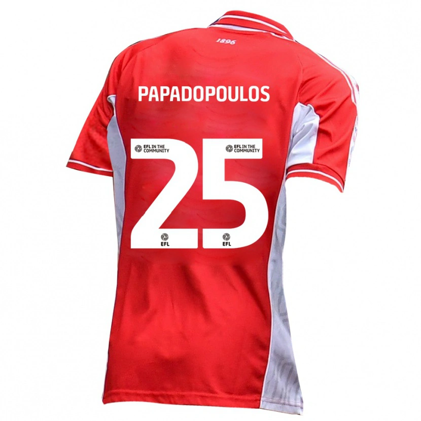 Danxen Børn Antony Papadopoulos #25 Rød Hvid Hjemmebane Spillertrøjer 2025/26 Trøje T-Shirt