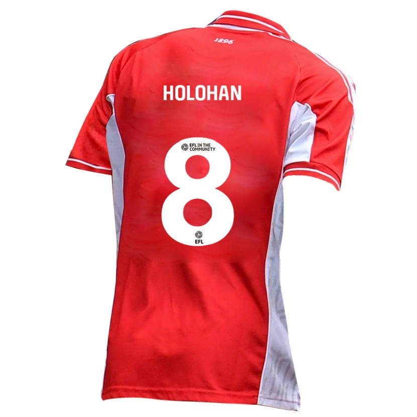 Danxen Børn Gavan Holohan #8 Rød Hvid Hjemmebane Spillertrøjer 2025/26 Trøje T-Shirt