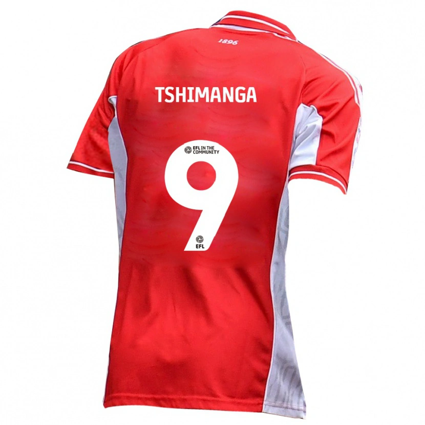 Danxen Børn Kabongo Tshimanga #9 Rød Hvid Hjemmebane Spillertrøjer 2025/26 Trøje T-Shirt