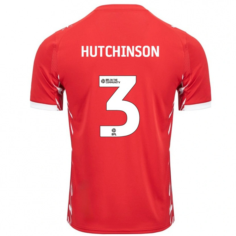 Danxen Børn Reece Hutchinson #3 Rød Hvid Hjemmebane Spillertrøjer 2025/26 Trøje T-Shirt