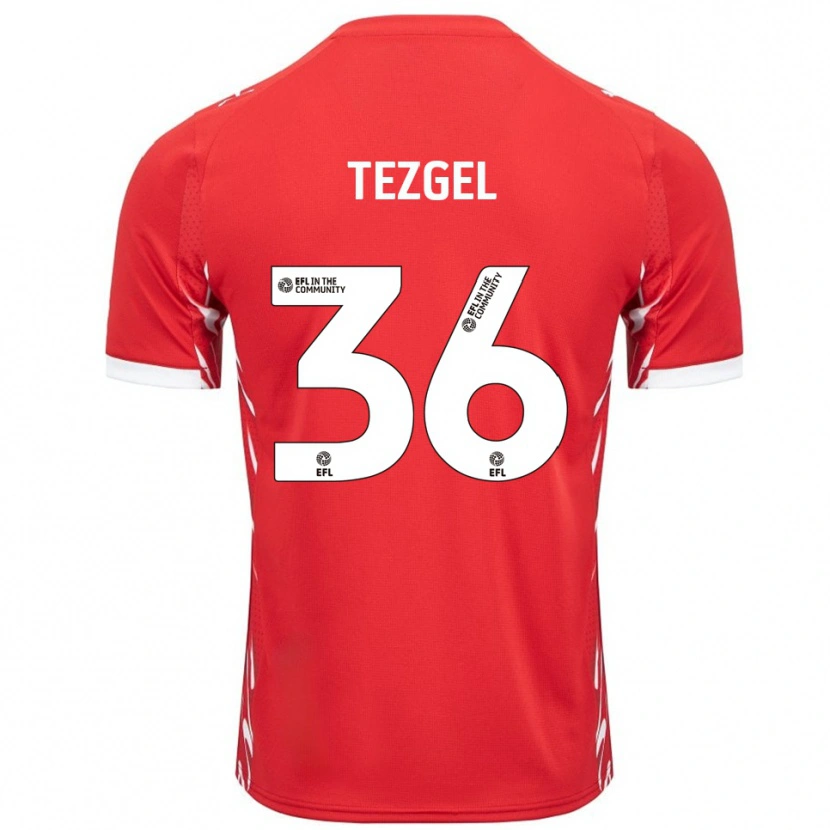 Danxen Børn Emre Tezgel #36 Rød Hvid Hjemmebane Spillertrøjer 2025/26 Trøje T-Shirt
