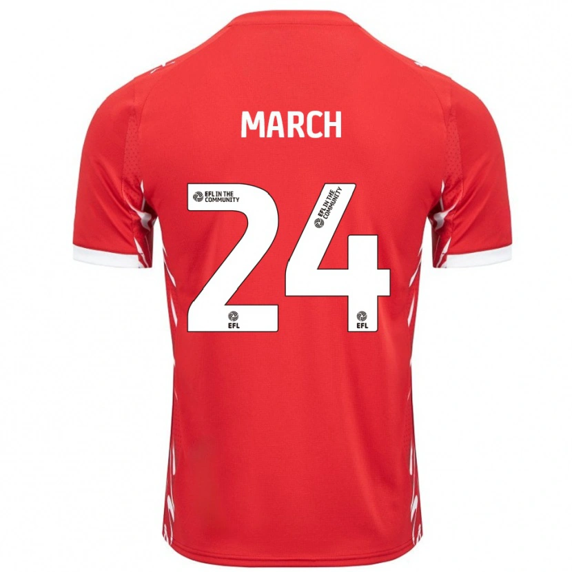 Danxen Børn Josh March #24 Rød Hvid Hjemmebane Spillertrøjer 2025/26 Trøje T-Shirt