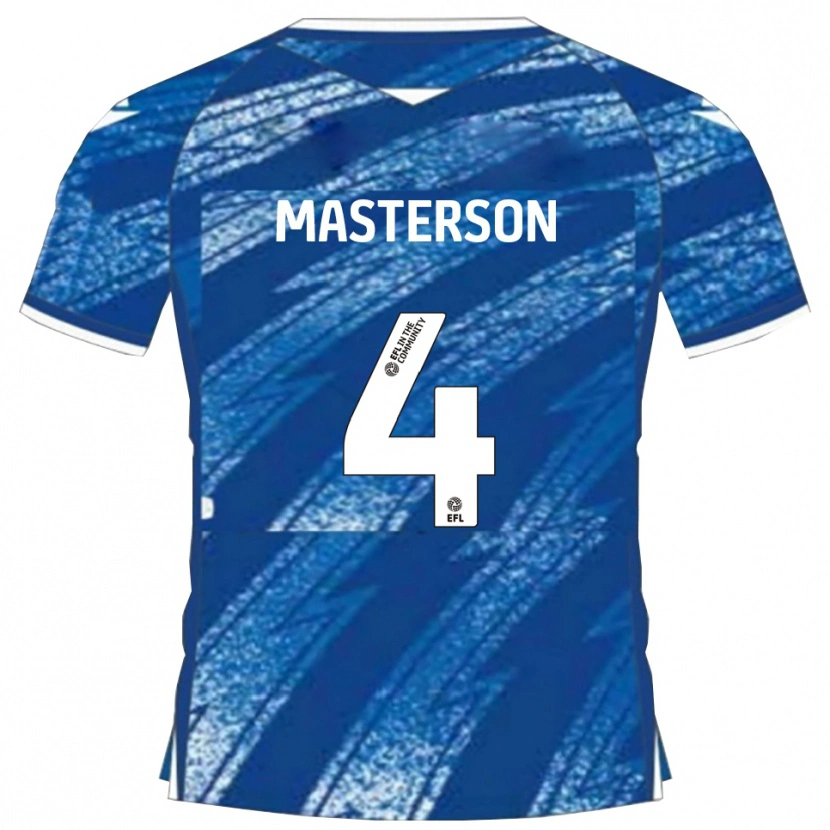 Danxen Børn Conor Masterson #4 Blå Hvid Hjemmebane Spillertrøjer 2025/26 Trøje T-Shirt