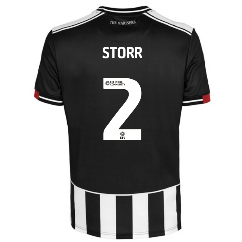 Danxen Børn Callum Storr #2 Sort Hvid Rød Hjemmebane Spillertrøjer 2025/26 Trøje T-Shirt