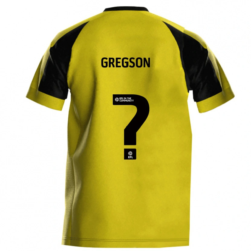 Danxen Børn Alyx Gregson #0 Gul Grå Hjemmebane Spillertrøjer 2025/26 Trøje T-Shirt