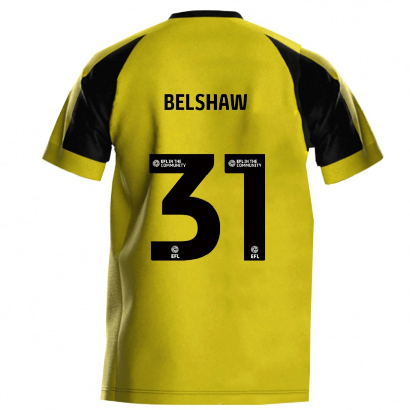 Danxen Børn James Belshaw #31 Gul Grå Hjemmebane Spillertrøjer 2025/26 Trøje T-Shirt