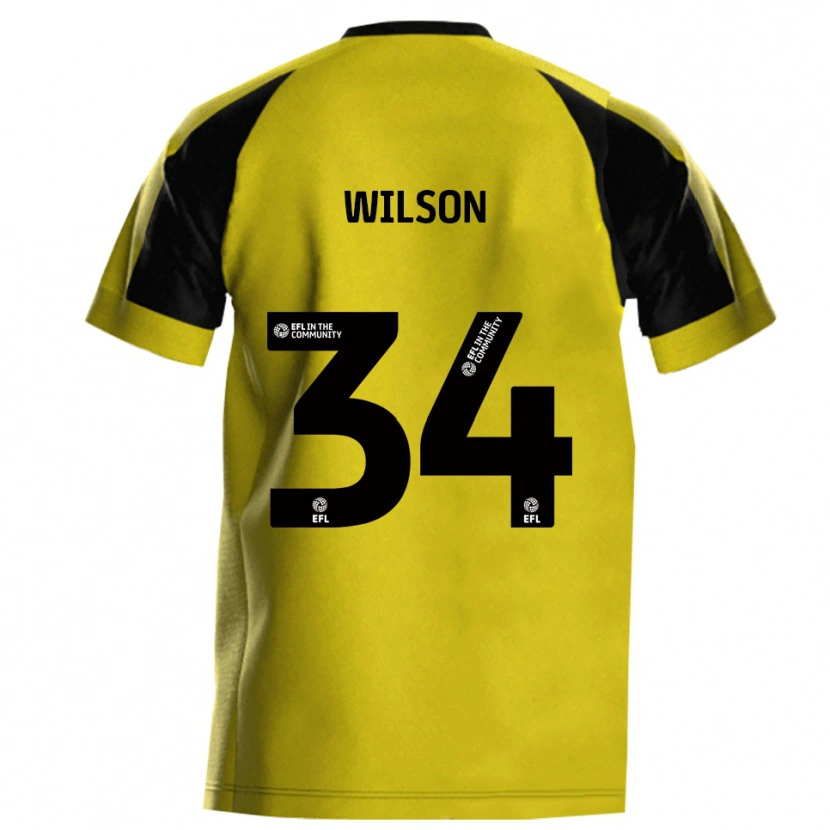 Danxen Børn Robbie Wilson #34 Gul Grå Hjemmebane Spillertrøjer 2025/26 Trøje T-Shirt